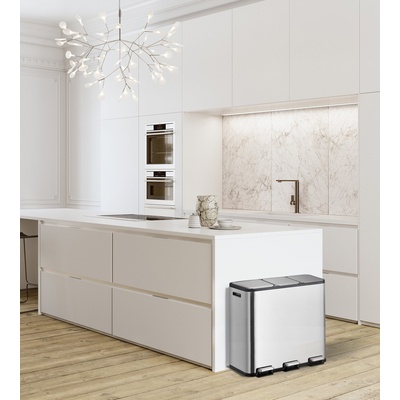 EKO-Europe Кош за разделно събиране на отпадъци с 3 педала ECO CASA - матиран - 3 х 15 л (EKO 912945 - Matt s/s)