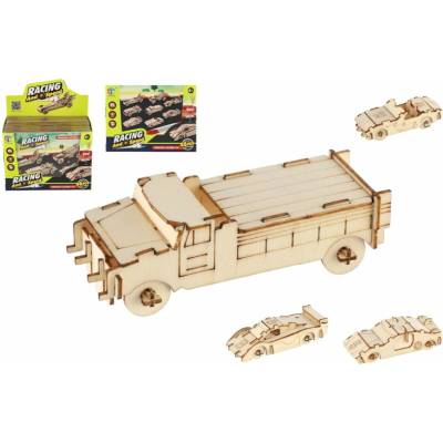 Teddies Dřevěné 3D puzzle auto 4ks