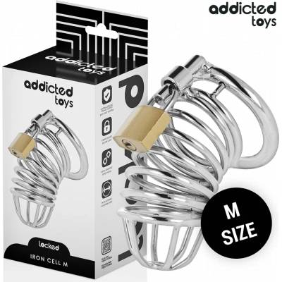 Метална пенис клетка с катинар и ключове, размер M - Iron Cell Cage (D-242968)