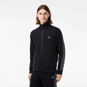 Lacoste Блуза Lacoste Logo Stripe Zip-Up Sweatshirt - Black