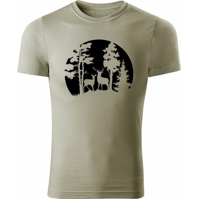 Tričko Forest pánske tričko svetlá khaki čierne