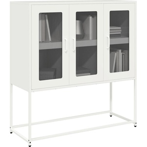vidaXL Бюфет, бял, 100, 5x39x107 см, студеновалцувана стомана (853409)