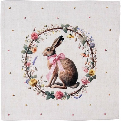 Clayre & Eef 6ks ubrousek zajíc s květy Easter Whispers Collection 40x40 cm