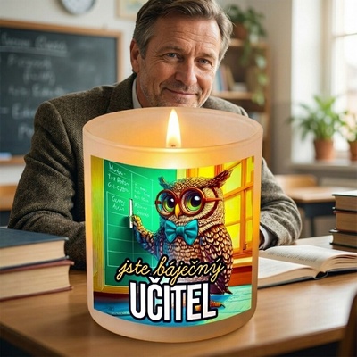 Ahome Skleněný svícen - Jste báječný učitel - sova