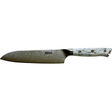 MaceMaker WHITE STONE SANTOKU SanMai Damaškový Kuchyňský nůž 18cm