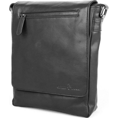 GreenWood Středně velká pánská kožená crossbody taška no. 6038 černá