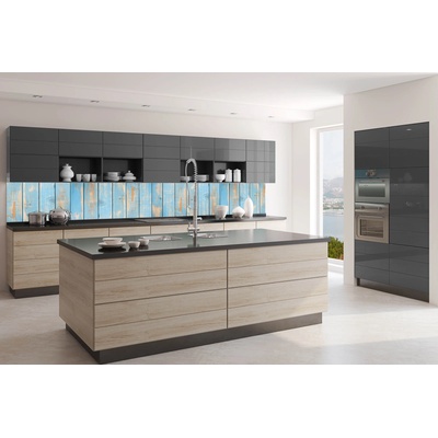 DIMEX ART Фототапет за кухня - стари сини летви 350 x 60 см