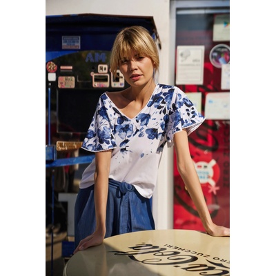 Moodo Бяла блуза със сини цветя Moodo | Byal | ЖЕНИ | XS