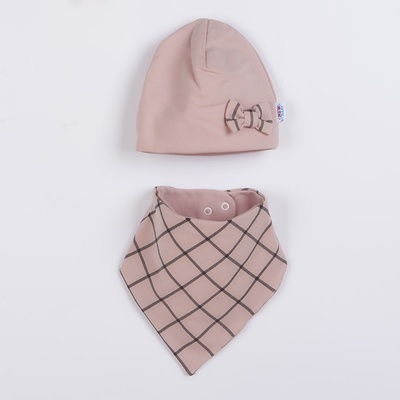 New Baby čepička s šátkem na krk Missy růžová