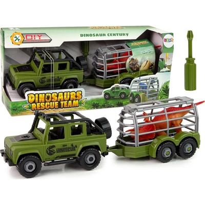 LEANToys Off-Road auto s dinousaurem a šroubovákem zelený