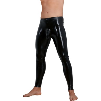 Image 1 of LateX Latex Leggings with Penis Sleeve Black S