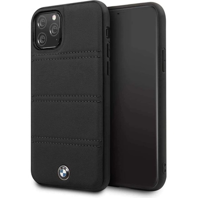 BMW Signature Horizontal Lines Leather Case - кожен (естествена кожа) кейс за iPhone 11 Pro Max (черен)