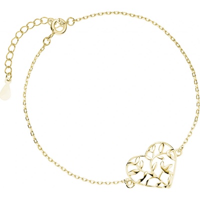 Lunica Stříbrný náramek zlaté SRDCE S LÍSTKY 0307