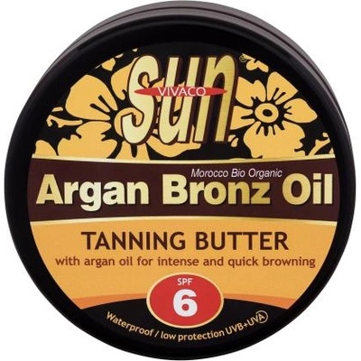 Vivaco Sun Argan Bronz Oil Tanning Butter SPF6 водоустойчиво слънцезащитно арганово масло за бърз тен 200 ml