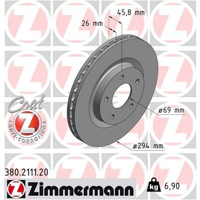 Brzdový kotouč ZIMMERMANN 380.2111.20 (380211120)
