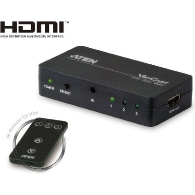 Aten VS-381 HDMI přepínač 3:1 HDM dálkové ovládání