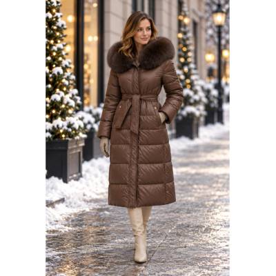 Max Original Leather Páperový kabát s kožušinou GEMINI-2321 marrone