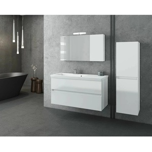 Drop Комплект от бели стенен шкафове и бяла мивка Drop Luxus 100 см (5PLX100WH+6BIS100PC)