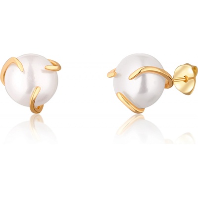 JwL Luxury Pearls módne pozlátené náušnice s riečnou perlou JL0737
