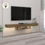 TopMebel Albares TopMebel меламинов стенен шкаф за телевизор с LED осветление в цвят орех 150x29.6x22cm