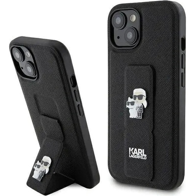 KARL LAGERFELD Кейс Karl Lagerfeld Gripstand Saffiano Karl&Choupette Pins за iPhone 15 Plus / 14 Plus, черен (3666339206888)