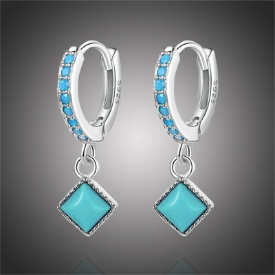 Grace Silver Jewellery stříbrné náušnice s tyrkysovým magnezitem Emma E-SCE1307/70 Tyrkysová