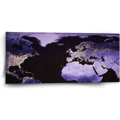 Sablio Obraz Světelná mapa světa - 110x50 cm