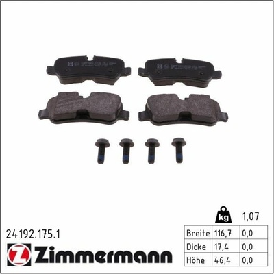 Sada brzdových destiček, kotoučová brzda ZIMMERMANN 24192.175.1 24192.175.1