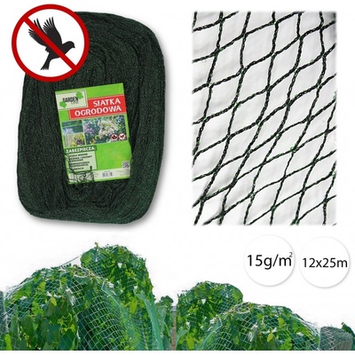Garden Line 9868 Ochranná sieť proti vtákom 12x25 m - 15g/m2, 30 mm, zelená