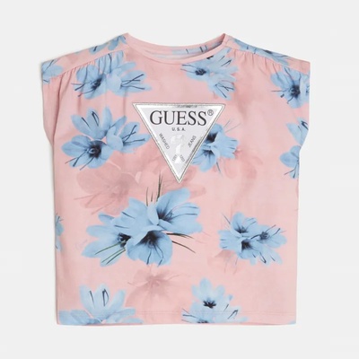 GUESS Тениска в розово покрита със сини цветя Guess
