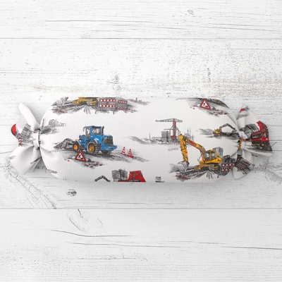 Biante vankúš valec bonbon Sandra SA-578 Nákladiaky a bagre na bielom 15x60