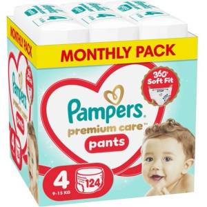 Pampers Гащички Pampers Premium Care Pants 4 (9-15кг. ) - 124 броя
