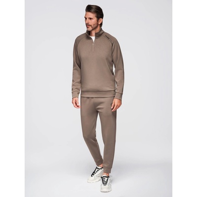 Ombre Clothing Мъжки спортен екип суитшърт с яка + панталони джогър - сивокафяв V3 Z117 Ombre Clothing Ombre Clothing | Siv | МЪЖЕ | M