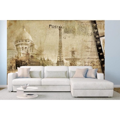 Dimex MA-5-2132 Samolepicí vliesová fototapeta na zeď Retro pařížská pohlednice rozměry 375 x 250 cm