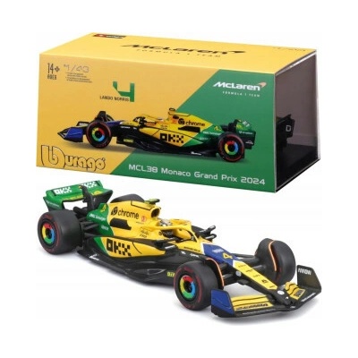 Bburago Model BOLID F1 McLaren MCL38 Lando Norris GP Monaco 2024 SENNA 1:43