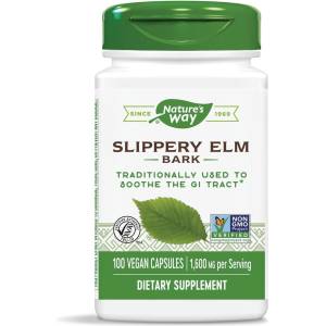 Nature's Way Slippery Elm Bark - Червен бряст (кора) - При раздразнения на стомашната лигавица, 400 mg, 100 капсули Nature’s Way (17100)