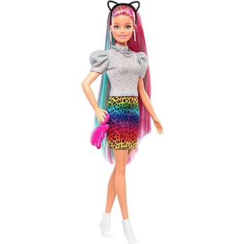 Mattel Кукла Barbie, Леопардова коса с дъга, 16 модни аксесоара за коса, 30 см, 1710268