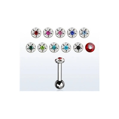 Piercingate Činka do ucha s kamínky PNC00150 Černá