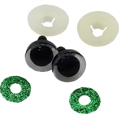 Pro Háčkování Oči bezpečnostní třpytivé zelené, 14 mm