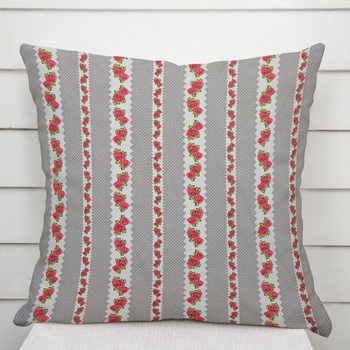 Biante bavlna Sandra SA-419 Ružičky na sivom bodkovanom 35 x 45 cm