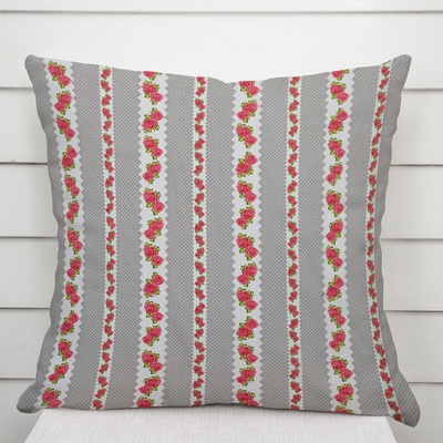 Biante bavlna Sandra SA-419 Ružičky na sivom bodkovanom 30 x 50 cm