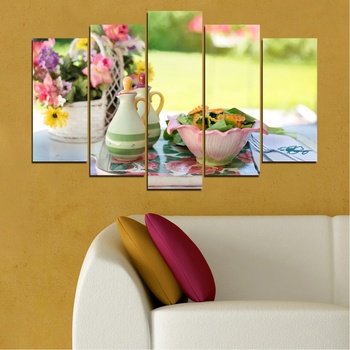 Vivid Home Декоративни панели Vivid Home от 5 части, Цветя, PVC, 160x100 см, Стандартна форма №0522