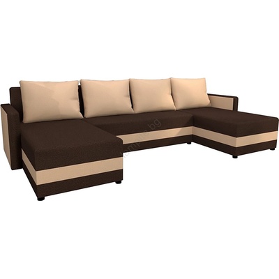 Pphu mirt - kima Тапицирана универсална разтегателна u-образна ъглова холова гарнитура bristol, кафява/бежова (ki0010)