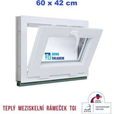 ERKADO Plastové okno 600 x 420 mm sklopné, Bílé / Antracit