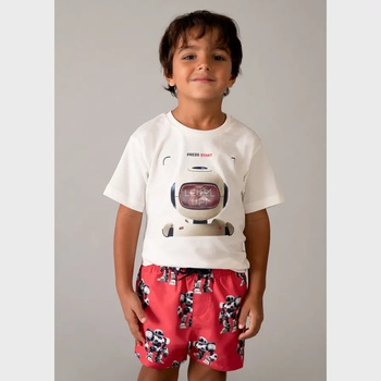 MAYORAL Тениска къс ръкав лентикулярен принт "Level Up" в цвят Сметана за мини момче Mayoral