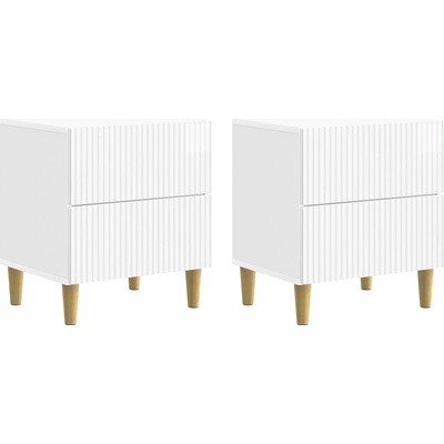 vidaXL Нощен шкаф 2 бр. Бял гланц 43 x 34, 5 x 48 см (894534)