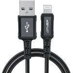 ACEFAST - Кабел за данни (C4-02) - Бързо зареждане, USB към Lightning, 2.4A, Алуминиева сплав, 1.8 м - Черен