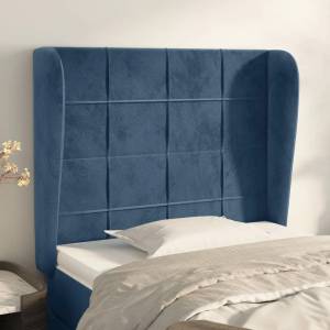 vidaXL Горна табла за легло с уши, тъмносиня, 93x23x118/128 см, кадифе (3117996)