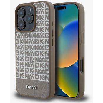 DKNY PU кожа с повтарящ се десен с долна ивица MagSafe заден капак за iPhone 16 Pro кафяв DKNY | Lilav | МЪЖЕ | UNI