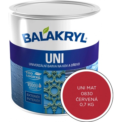 Balakryl UNI Mat na kov a drevo 0,7 kg - 0830 červená
